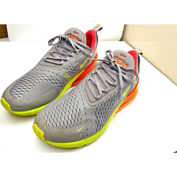 Nike Air Max 270 Grey Volt Orange Mens SZ 10.5 Neon Lime Swish main image 4